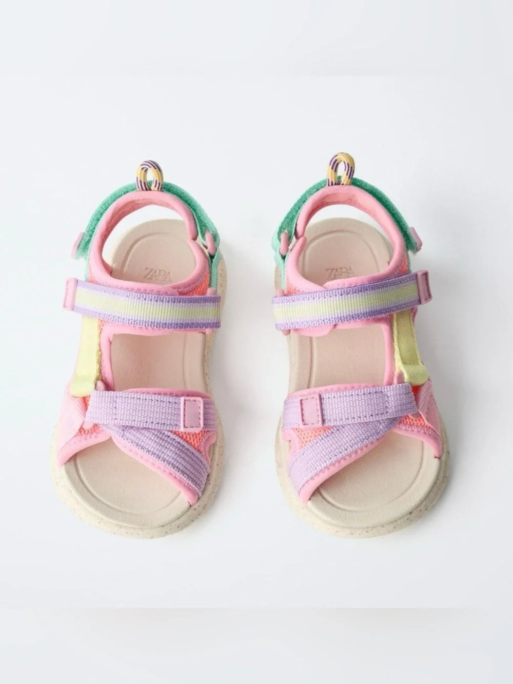 ZARA MULTICOLOR TECHNICAL SANDALS NWT Size : 9 (6.1 INCHES) * Color : PINK
